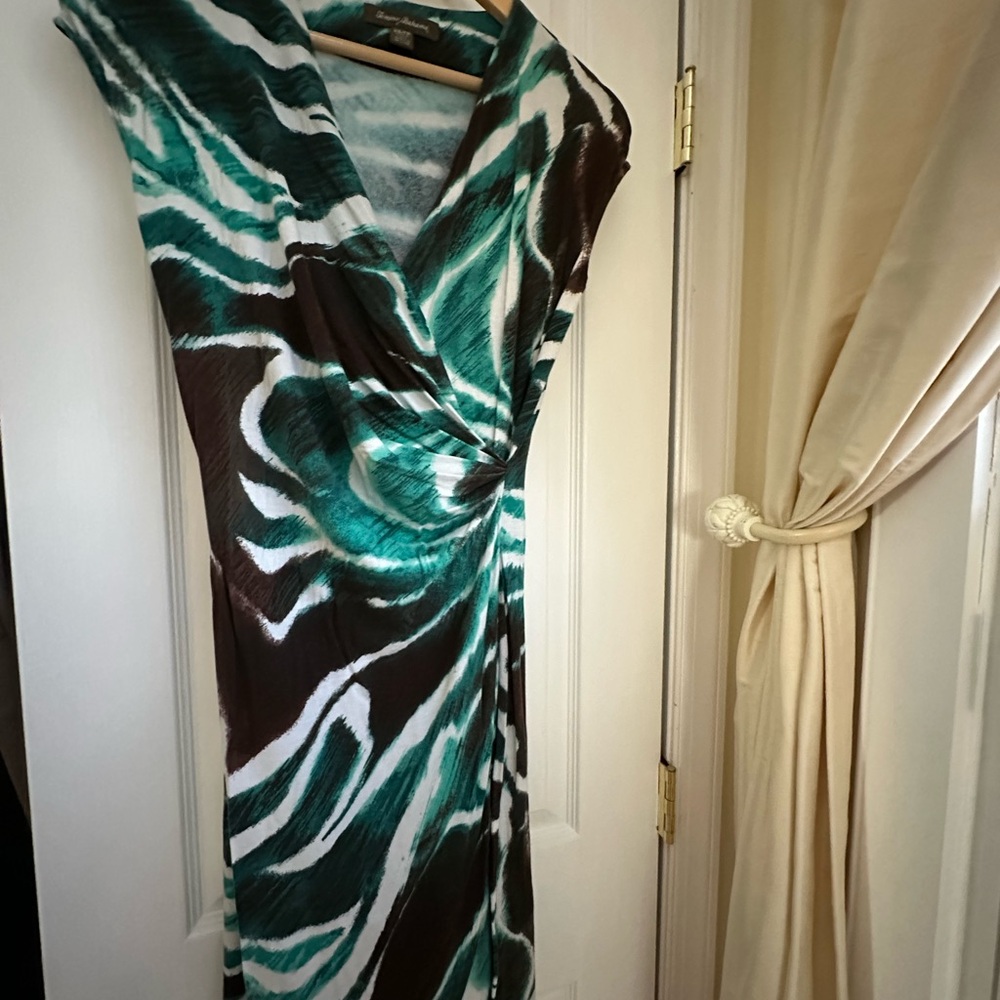 Tommy Bahama Faux Wrap Teal and Brown Dress